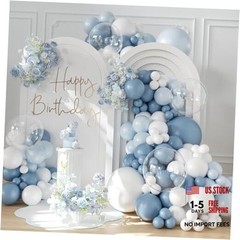 Balloon Arch Kit 132Pcs and White Balloon Arch Garland Kit Include Dusty Blue