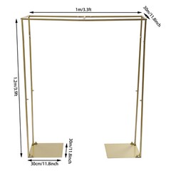 3.9ft Tall x 3.3ft Square Metal Wedding Garden Arch Wedding Stand with 2 Bases