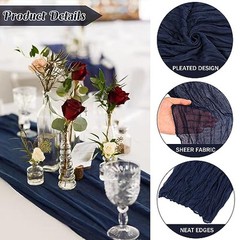 0FT Cheesecloth Table Runner Boho Gauze Fabric Table Runner Rustic 1 Navy Blue