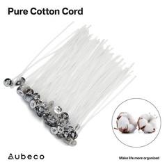 Aubeco 160Pcs 4/6/8 inch Pre Waxed Candle Wick with 4/6/8IN-160pcs, White