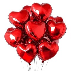 15Pcs Heart Balloons Helium 18 Inch Heart Shaped Foil Balloons for Red