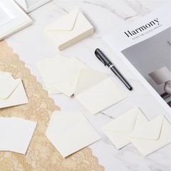 50 Sets Cream Mini Envelopes 4 x 2.7 inches, 50 & Cards – White
