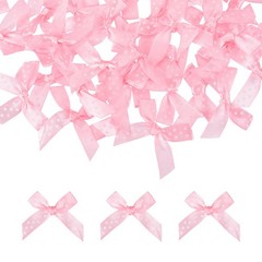 50 Pcs Mini Ribbon Bows, 2″ Tiny Bows with Polka Dots for Crafts, Light Pink