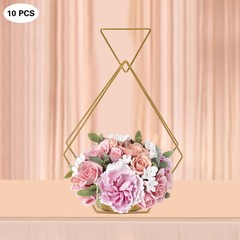 10pcs Golden Vases Wedding Centerpieces Geometric Metal Flower Stands Gifts