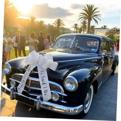 8 Pcs Just Married Wedding Car Decorations Kit – 30 Inchs Big Bow – White