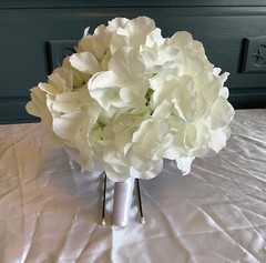 White silk hydrangea bridal bouquet