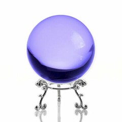 Purple (Lavender) Crystal Ball 80mm 3″ With Silver Flower Stand