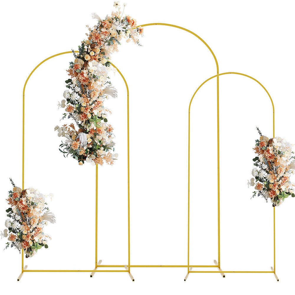 Wedding Arch Backdrop Stand 7.2FT, 6.6FT, 6FT Golden Metal Arch Fit Wedding co