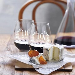 10 Years Happy Anniversary Wine Glass Set of 2, 10th 10 Years Set of 2