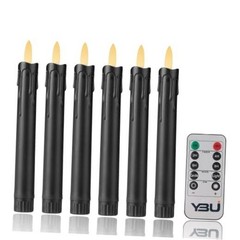 YBU Flameless Taper Candles with Remote 7 Inches Led Candle Sticks with Black