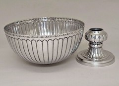 Compote Bowl Vase Polished Aluminum Fluted Pedestal 10″Dia 8.75″High