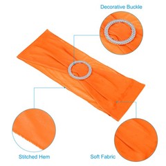 50Pcs 14″x5″ Stretch Chair Sashes Bows Chair Bands Sash with Buckle, Orange