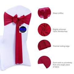 150 Chiffon Chair Sashes 7.5″ Wider Fuller Bow Wedding Party Multiuse Decoration