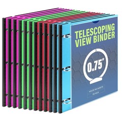 WOT I 12-Pack Telescoping 3 Ring Binder(0.75″), Expandable Flexible Binder – …
