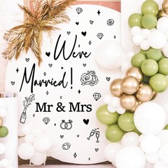 Wedding Sign Party Decals for Backdrop Wedding Party Decorations We’re Marrie…