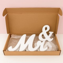 Wedding Table Sign – Mr & Mrs Wooden Letters Centerpieces Decor for Reception, C