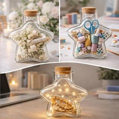 200ml Star-Shaped Glass Jar with Cork Lid Decorative Clear Glass Bottles Home
