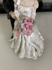 Vintage Shabby Chic Wedding Bride and Groom Resin Wedding Cake Topper 5.5″ Tall