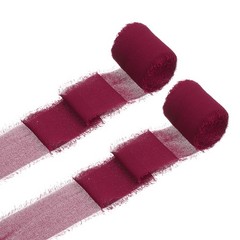 2 Rolls Chiffon Ribbon, 1.5 Inch x 5 Yard Silk Ribbon, Burgundy
