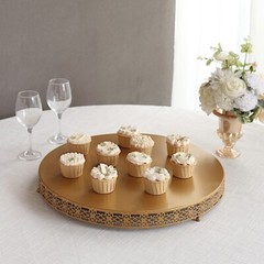 20 in Gold Metal Fleur De Lis Round CAKE STAND Dessert Display Pedestal Party