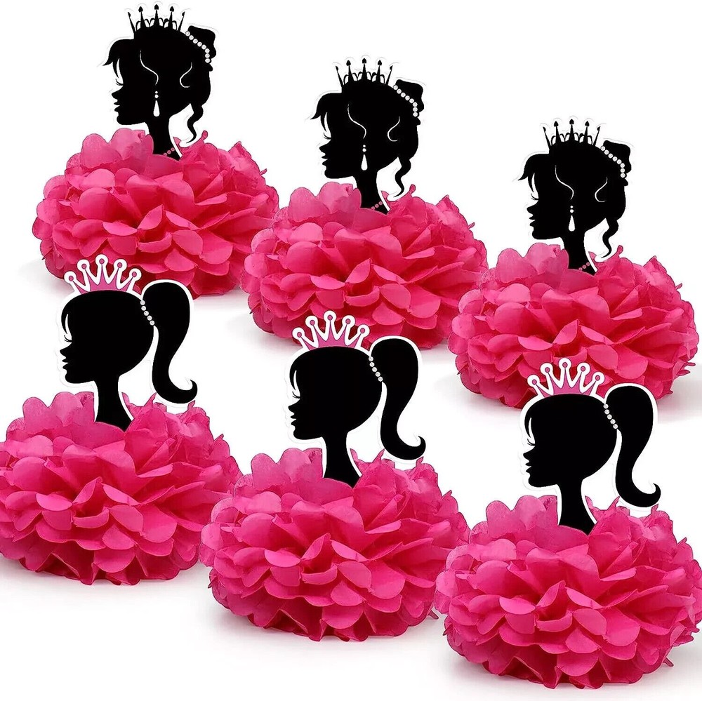 PALKSKY 6 PCS Girl Birthday Party Decorations – Pink Table Centerpieces