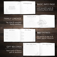 Elegant Black Funeral Guest Book , 10 x 8 Inches 120 Pages for…