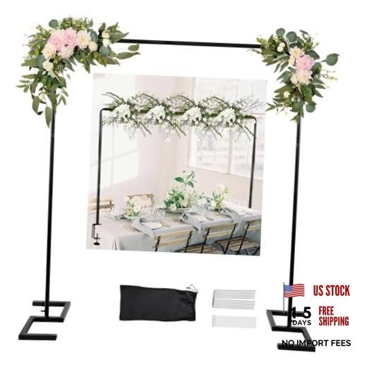 8.2 FT Wedding Arch Rectangle Stand Square Backdrop Stand, Extra Matte Black