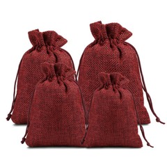 25-100 Pcs Wedding Burlap Bags Linen Jewelry Pouches Jute Hessian Gift Bag Favor