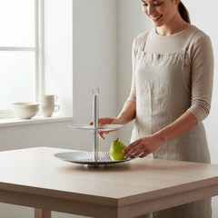 2 Tier Fruit Tray Modern Design Home Storage Space Saving for Dining Table