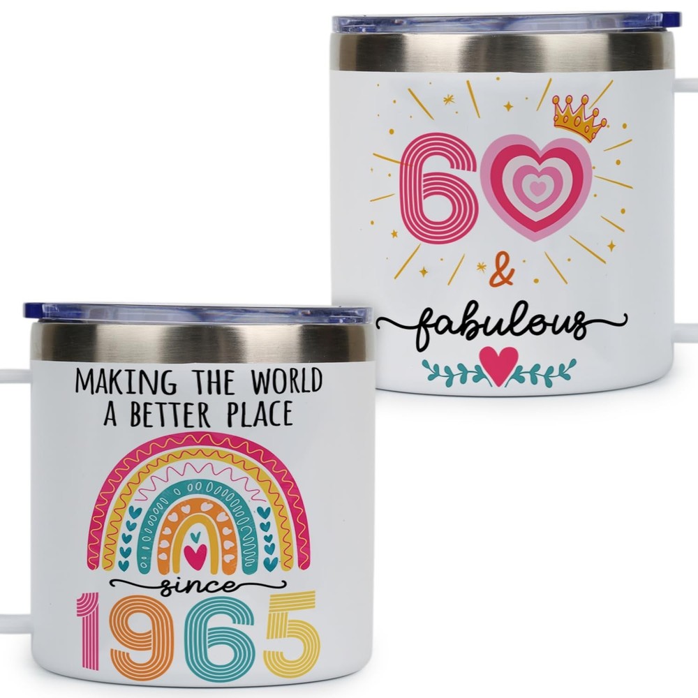 60Th Birthday 14 Oz Tumbler For Women, 60 And Fabulous Cup, 1965 Birthday Dec…
