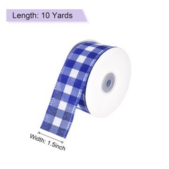 Plaid Check Ribbon, 1.5 Inch x 10 Yards Gingham Ribbon, Navy Blue