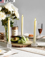 Homemory 6 Pack Flameless Taper Candles, No Remote, of 6, Ivory 6