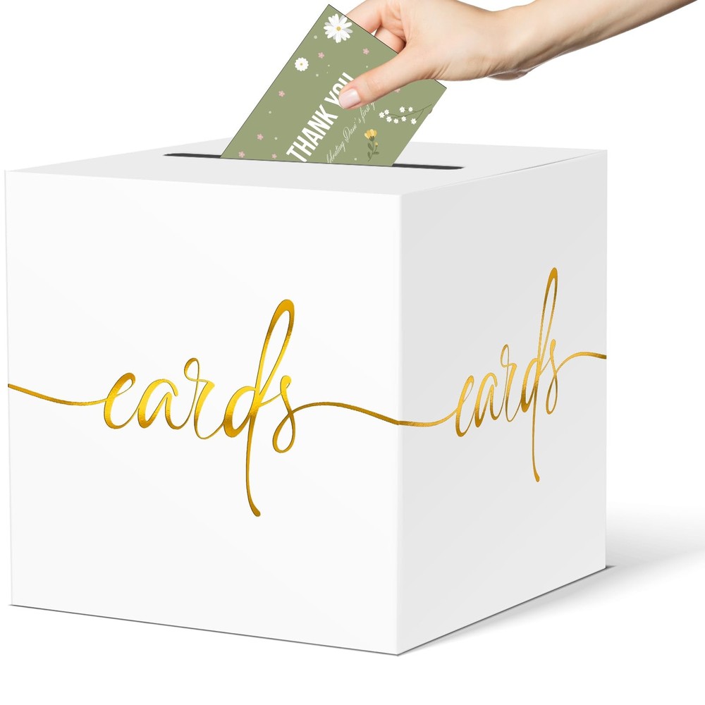 2 PCS 8.7″ White Card Box Gold Foil Design Wedding Party Raffle Money Envelope