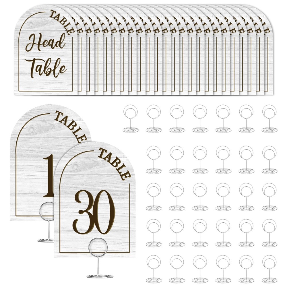 White Table Numbers 130 Signs Holders Reception Dining 4×5.7 Inch Bulk