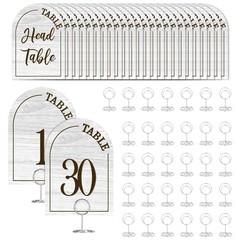 White Table Numbers 130 Signs Holders Reception Dining 4×5.7 Inch Bulk