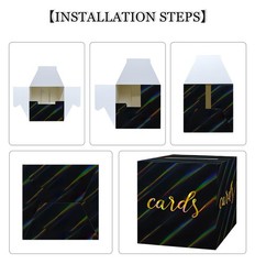 Iridescent Black Card Box for Party 9 x 9 Inch Gift Card Box Holder for Weddi…
