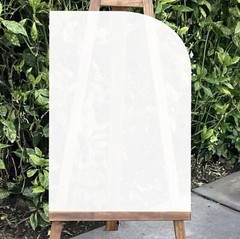 Half Arched Acrylic Sign Board with Wood Stand | Wedding Welcome Table Decor