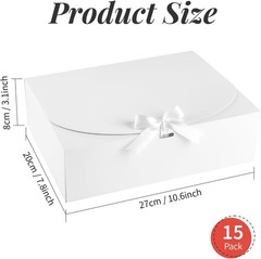 15 PCS Gift Boxes W/ Lids 10.6 x 7.8 x 3.1 Inches Bridesmaid Gift Boxes White