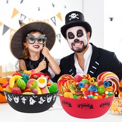 AUECOOME 3 Pcs Halloween Candy Bowl – Large, Reusable Plastic Trick or Treat Bow