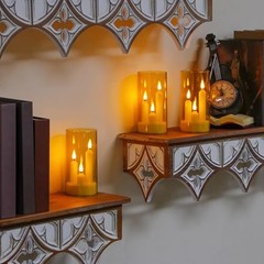 3 in 1 Flameless Taper Short Candles with 10 Key Remote Control and Amber