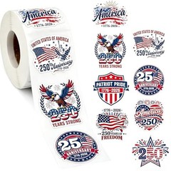 500 Pcs 4th of July Stickers Roll 1.5 Inch Patriotic Self Adhesive Labels 1776