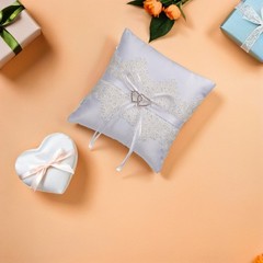 2 Pcs Lace Wedding Ring Pillow Kneeling Bearer Cushion for Party