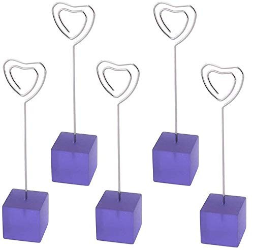 Xiaoyztan Purple Resin Cube Base Heart Shape Card Stand Holder Memo Purple-02