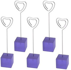 Xiaoyztan Purple Resin Cube Base Heart Shape Card Stand Holder Memo Purple-02
