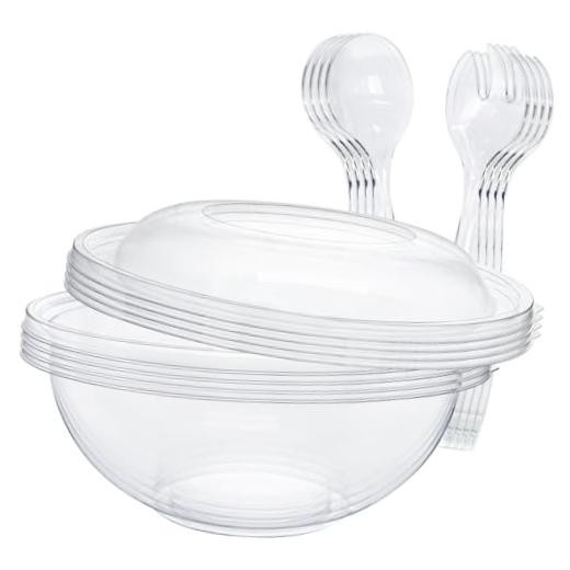 Clear Plastic Serving Salad Bowl Sets, 160 Oz 16PCS in 4 SETS – Round Large