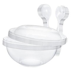 Clear Plastic Serving Salad Bowl Sets, 160 Oz 16PCS in 4 SETS – Round Large