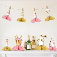 Champagne Table Honeycomb Centerpieces, 8Pcs Pink and Gold Champagne Party Decor