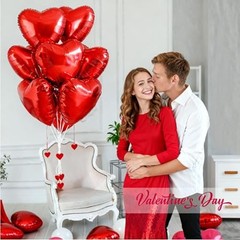 Heart Shaped Foil Balloons – 15 Pack 18 Inch for Valentine’s Day, Birthday, Red