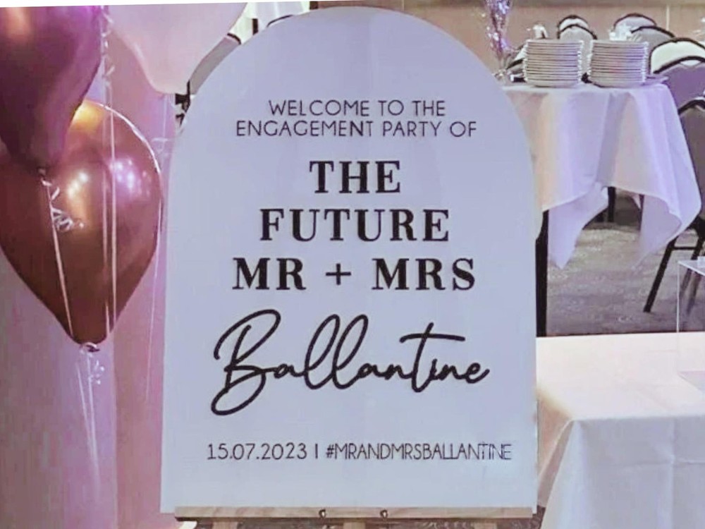 Modern Wedding Welcome Sign – Acrylic Signage with Personal Details