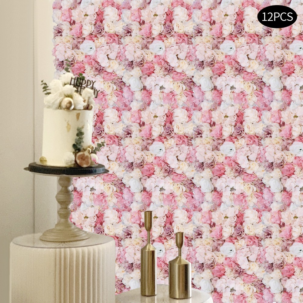 Flower Wall Panel Artificial Flower Wall Backdrop Flower Decoration 12 Pcs